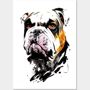 English Bulldog Wild Nature Free Spirit Art Brush Painting Posters and Art